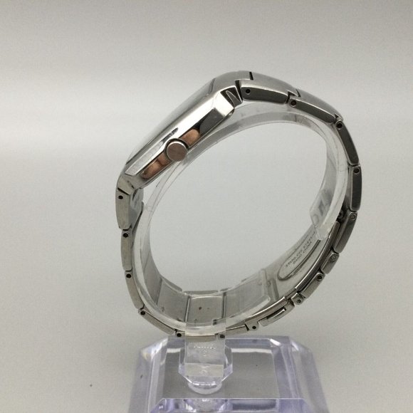 Seiko Watch Men Silver Tone Date 50M Recangle Dial 7N32-0AL0 New Battery 6.75" - Picture 3 of 11